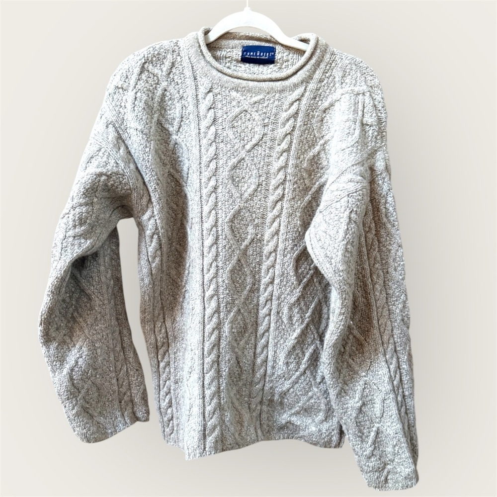 Somewhere une envie de naturel French brand wool long sleeve cables knit sweater